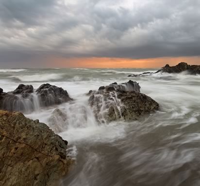 Borthwen Beach Stormy Sea